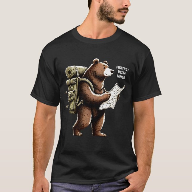 Foxtrot Delta Tango Funny Bear T Shirt (Framsida)