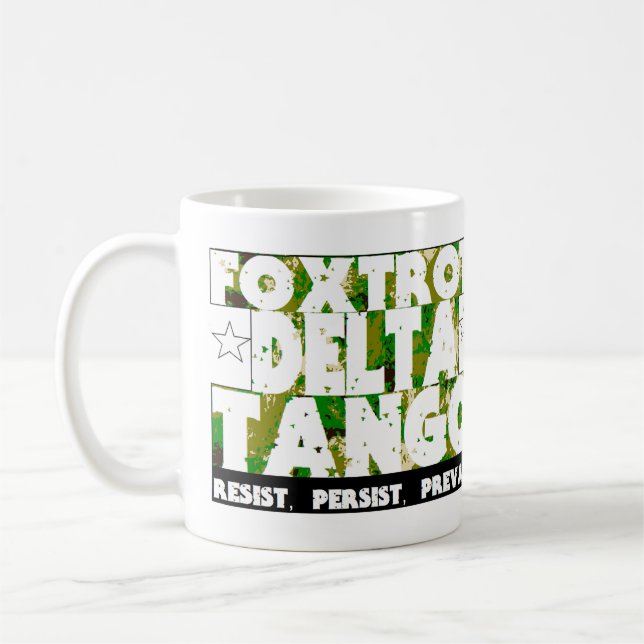FOXTROT DELTA TANGO - Resistens, Persist, Prevail Kaffemugg (Vänster)