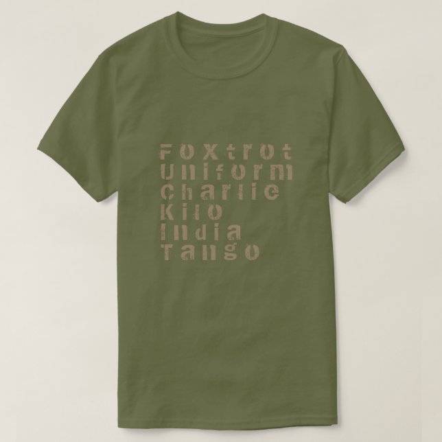 Foxtrot enhetligt, Charlie, kiloen, Indien, Tango T Shirt (Design framsida)