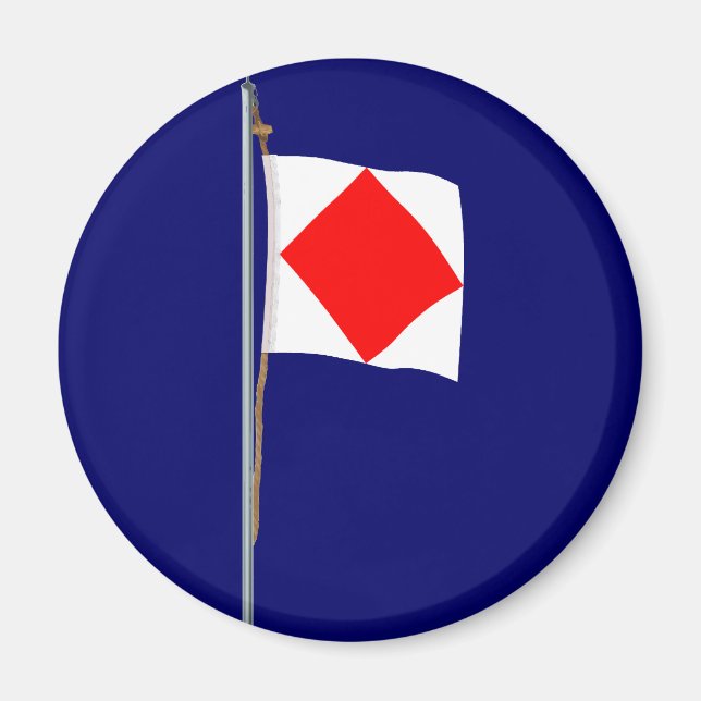 Foxtrot I är inaktiverat Nautical Signal Flagga Magnet (Framsidan)