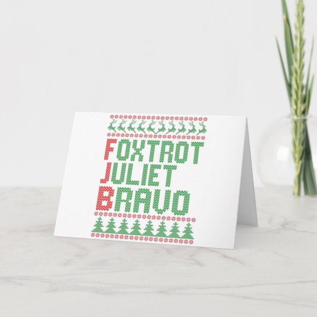 Foxtrot Juliet Bravo Ugly jul Sweater Gift Kort (Framsida)