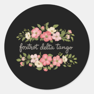Foxtrot Tango Delta Women Blommigt Groovy Vintage Runt Klistermärke