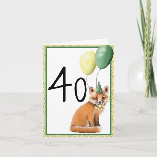 Foxy 40 Birthday Folded Greeting Card Kort (Framsida)