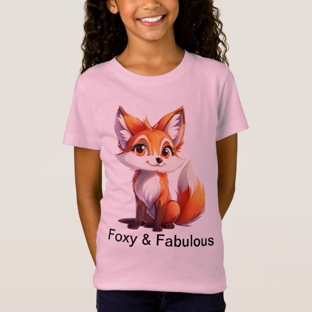 Foxy and Fabulous - Cute Fox T-Shirt for Girls (Framsida)