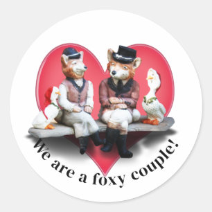 Foxy Couple Alla hjärtans dag Runt Klistermärke