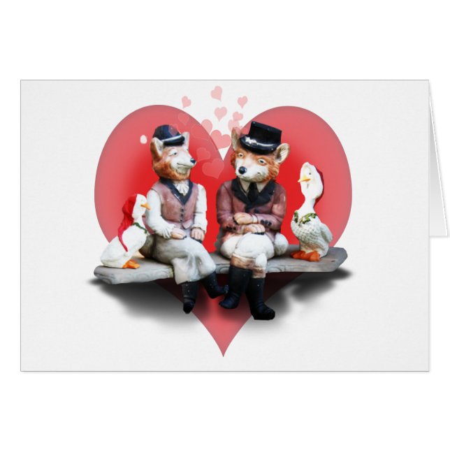 Foxy Couple (överraskning inuti!) Hälsningskort (Framsidan Horizontal)