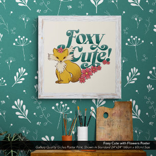 Foxy Cute med Flowers Poster