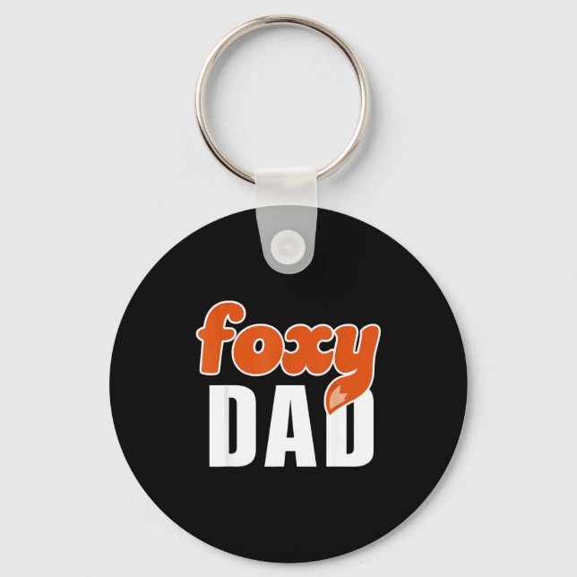 Foxy Dad Shirt Funny Father Gift Cute Fox Cartoon  Nyckelring (Framsida)