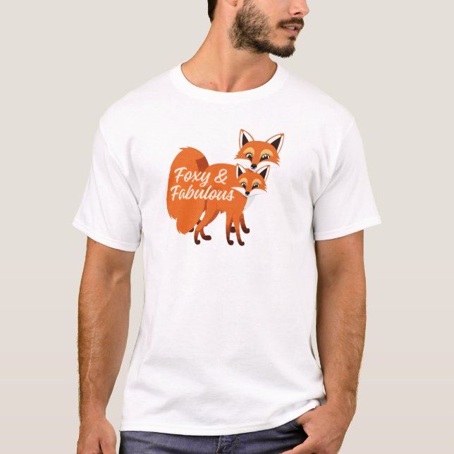 Foxy & Fabulous Söt Räv Citat T-Shirt Design (Framsida)