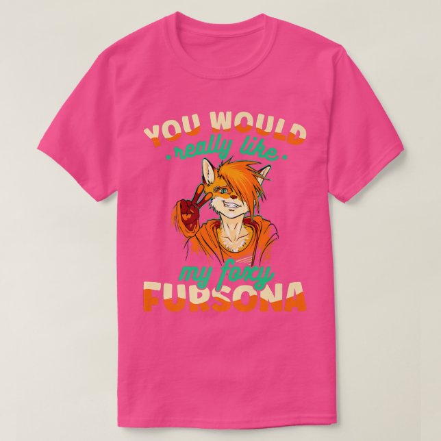 Foxy Fersona Fox with cute Hårig Fersona Furdress  T Shirt (Design framsida)