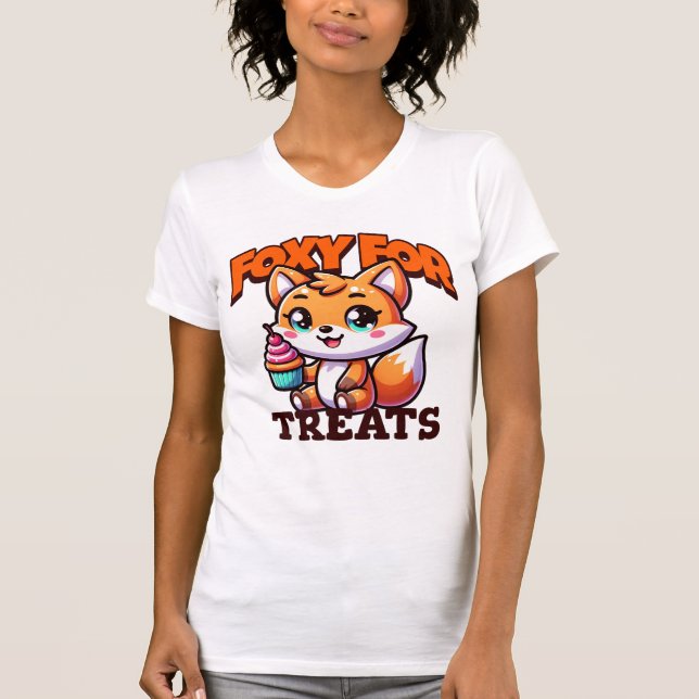 Foxy for Treats Cute Fox T Shirt (Framsida)