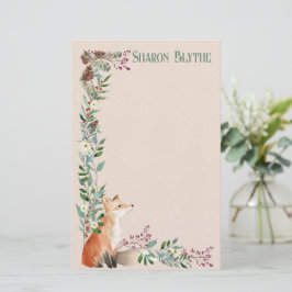 Foxy Forest Jul: 8,5 tum x 5,5 tum w Stationery Brevpapper