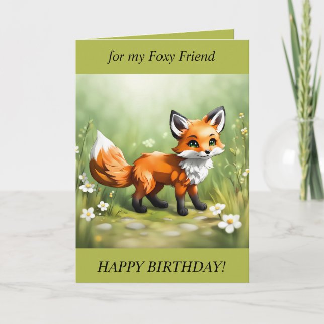 Foxy Friend Birthday-kort Helgkort (Framsida)