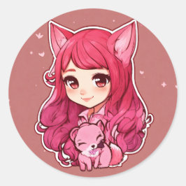 Foxy Hug Twitch Badge Runt Klistermärke