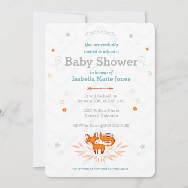 Foxy Loxy Baby Shower-inbjudan Inbjudningar (Framsida)
