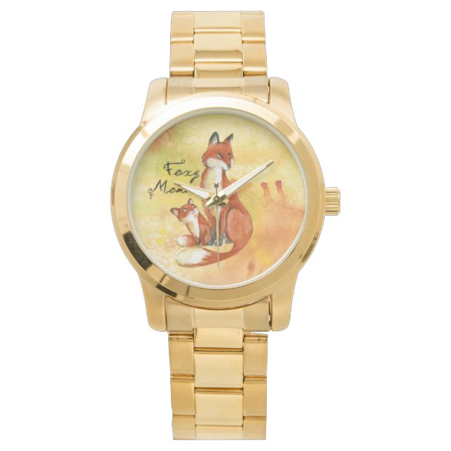 Foxy Momma Unisex Oversized Guld Bracelet Watch Armbandsur (Framsida)