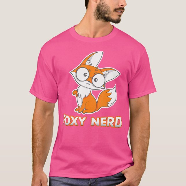 Foxy nerd funny nerdy Fox med glas T Shirt (Framsida)