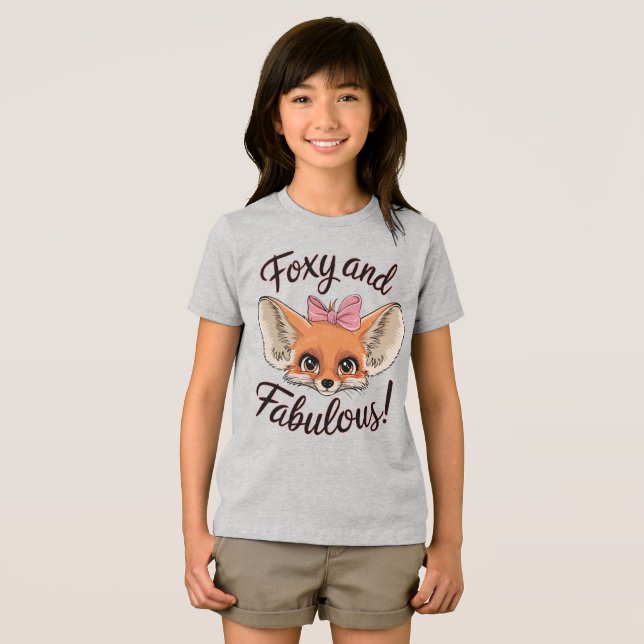 Foxy och Fabulous Cute Fennec Fox T Shirt (Framsida Full)