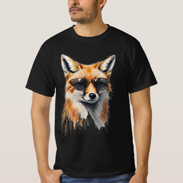 Foxy och Oöverstruken: Coola Fox-grafik T Shirt (Framsida)