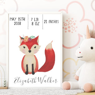 Foxy Personlig Nursery Wall Art Poster