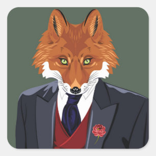 Foxy Porträtt Fyrkantigt Klistermärke
