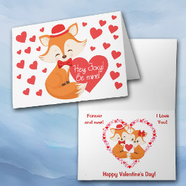 Foxy Red Heart Valentine Helgkort