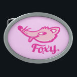 Foxy-tjejer, grafik rosa bälte-låsbeslag<br><div class="desc">Foxy Graphics rosa buckle unikt designad av Sarah Trett.</div>