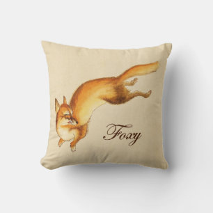 "Foxy" - Vintage japansk skiss av räv Kudde