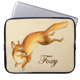 "Foxy" - Vintage japansk skiss av räv Laptop Fodral