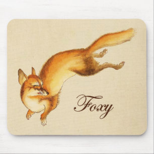"Foxy" - Vintage japansk skiss av räv Musmatta