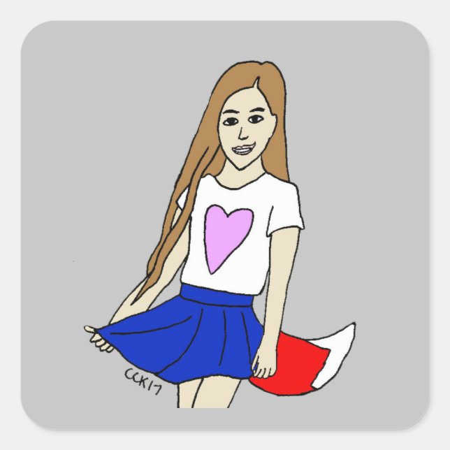 foxyflicka fyrkantigt klistermärke (Framsida)