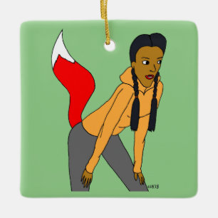 foxyflicka julgransprydnad keramik