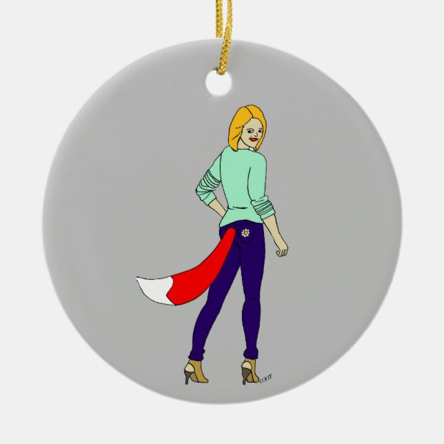 foxyflicka julgransprydnad keramik (Framsidan)