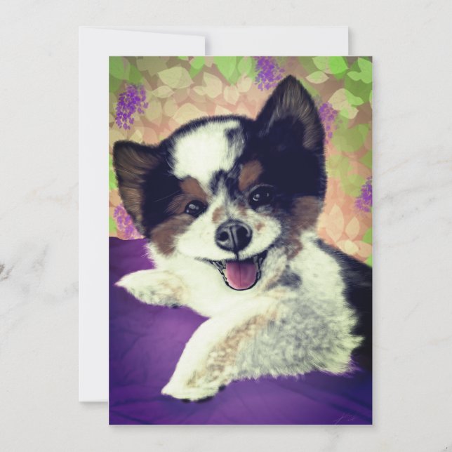 Foxy's Lycklig Hund Ansikte Julkort (Framsida)