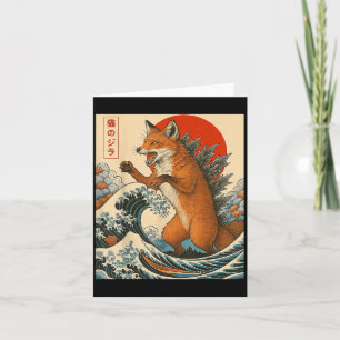 Foxzilla Fox japansk Art Funny För manar Women Boy Kort