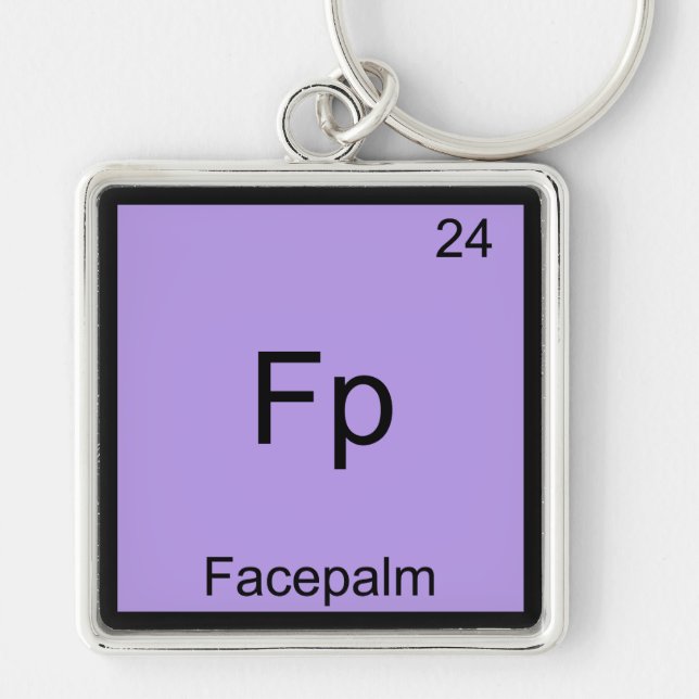 Fp - Facepalm Roligt Element Meme Kemite T-shirt Fyrkantig Silverfärgad Nyckelring (Framsidan)