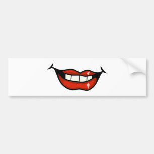 FPA0106 RED LÄPPAR ÖPPET MOUTH TEETH SMILE LYCKL BILDEKAL