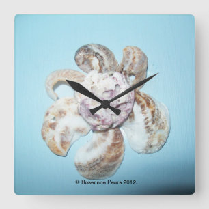 FPM DECOR Clock - ShellFlowerOnBlue #1 ©️ 2012 Fyrkantig Klocka