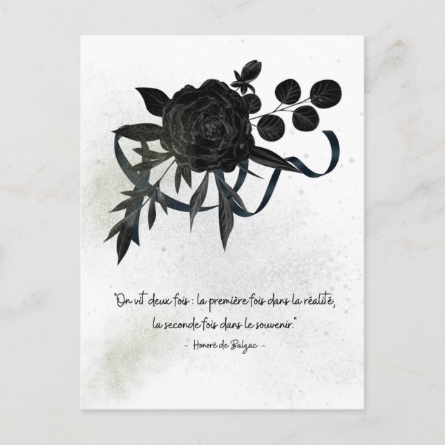 FR | Carte de condoléances – Rose noire Vykort (Framsida)