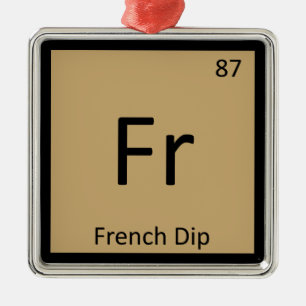 Fr - Fransk Dip Chemistry Periodic Bord Symbol Julgransprydnad Metall