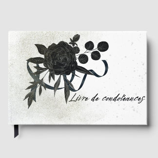 FR | Livre de condoléances - Rose noire Gästböcker