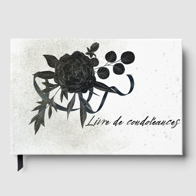 FR | Livre de condoléances - Rose noire Gästböcker (Framsida)