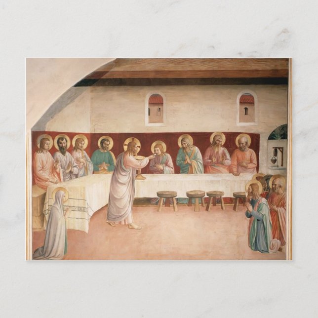 Fra Angelico- Eukarismens institution Vykort (Framsida)