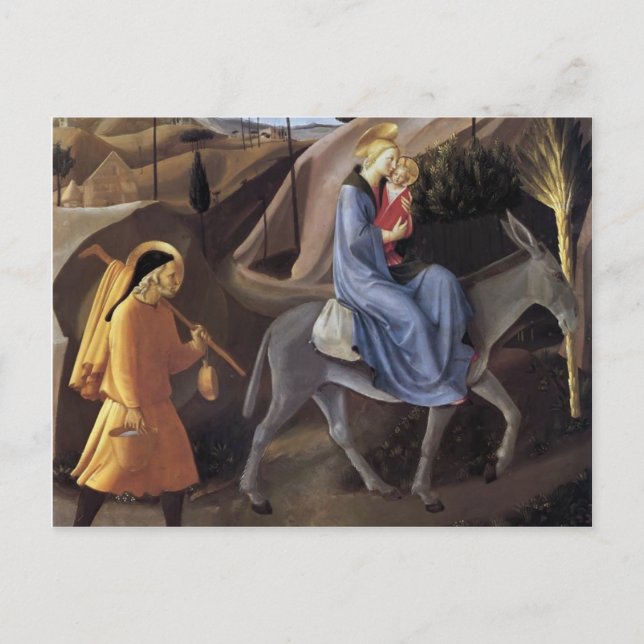 Fra Angelico- Flyg in i Egypten Vykort (Framsida)