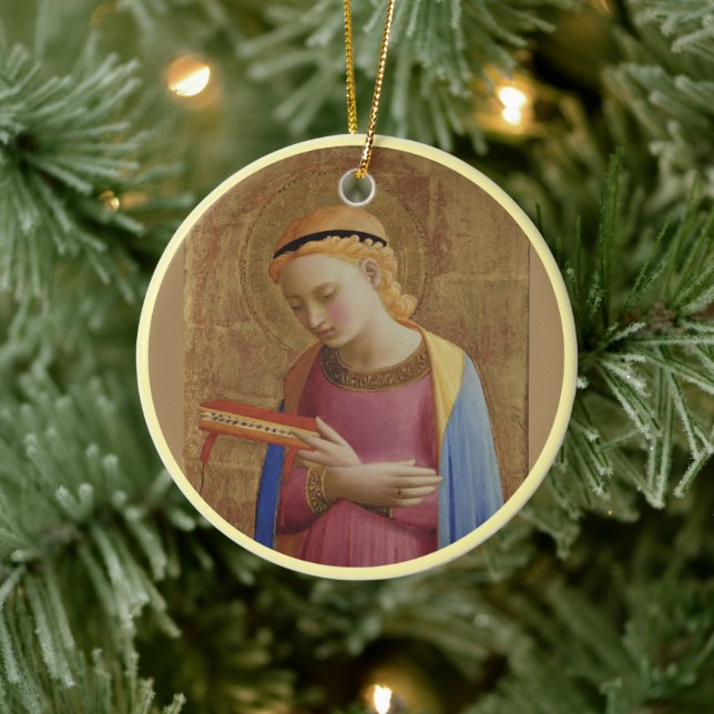 Fra Angelico Mary och Angel Julgransprydnad Keramik (Träd)