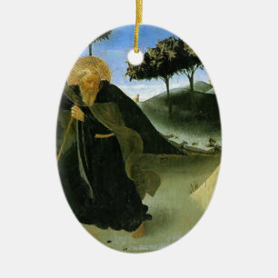 Fra Angelico- St Anthony som frestas av en klumpa Julgransprydnad Keramik