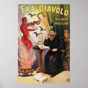 Fra Diavolo ~ Underbar Magician Vintage Magic Act Poster