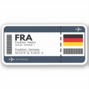 FRA Frankfurt-boardingpass - Tysklanda Biljett Klistermärken