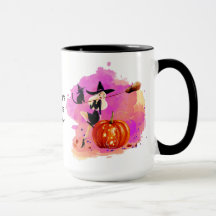 Fräck Halloween-häxa med katt