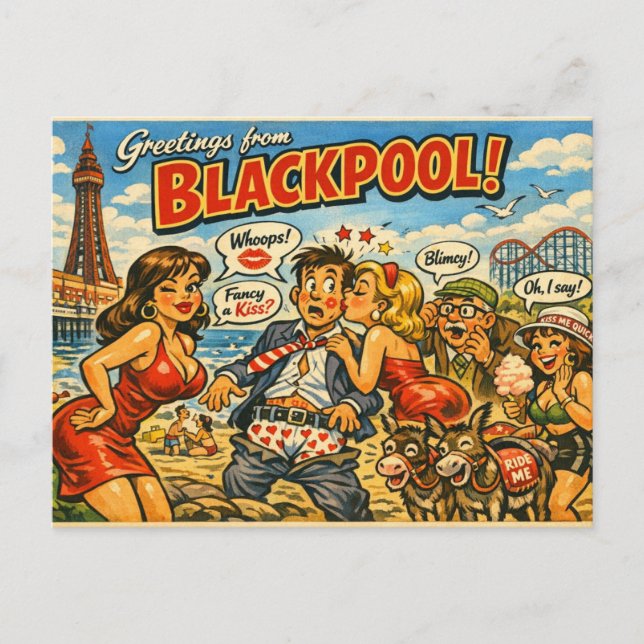 Fräck Klassisk Blackpool Postkort Vykort (Framsida)